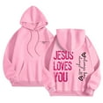 thumbnail image 3 of SIYUDAN Womens Hoodies Jesus Loves You Sweatshirt Letter Print Sweatshirt Oversized Womens Pullover Sweatshirt Women's Fall Clothes Streetwear, 3 of 5