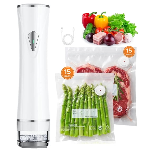 Vacuum Sealer for Food,Compact Handheld Vacuum Sealer Machine with 30 Reusable Bags,Powerful Portable Food Seal Meal Saver for Kitchen Travel