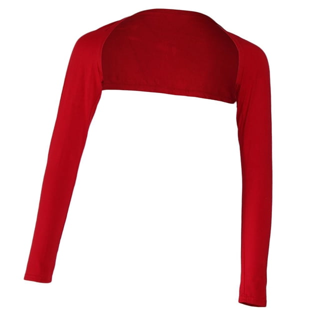 Womens Solid Open Cropped Elastic Arm Cover Shrug Hijab Red
