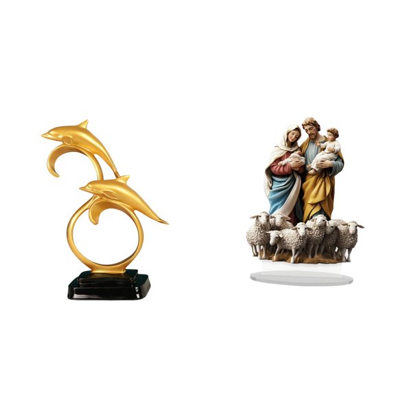 Figura de delfín de resina acrílica, estatua de mesa, adorno de escritorio moderno con diseño único de animal marino, adecuado para el hogar, sala de
