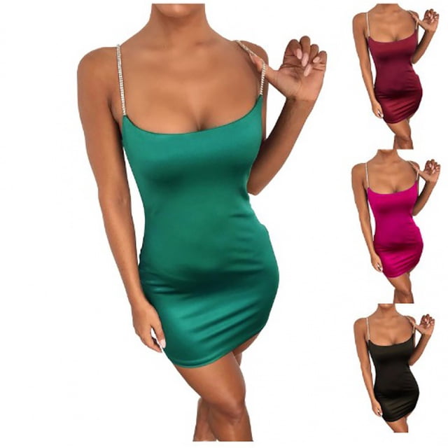 FJUCHAI Women's Slip Dress,Spaghetti Strap Dress Dress Basic Adjustable Under Mini Dress