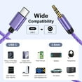 thumbnail image 7 of 3 Pack USB C to 3.5mm Audio Aux Jack Cable, Type C to 3.5mm Headphone Car Stereo Cord Aux to USB C 3.3FT Audio Cable Compatible with iPhone 15 Pro Max 15 Plus, Samsung Galaxy S24 S23 S22, Purple, 7 of 7