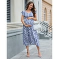 thumbnail image 3 of Women Maternity V Neck Sundress Ruffle Cap Sleeveless Maxi Dress, 3 of 5