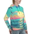 thumbnail image 2 of Yiaed Retro Palm Beach Sunset Print Womens Casual Hoodies Crew Neck Long Sleeve Sweatshirts With Pocket Pullover Tops Women's Hooded Sweatshirt-Medium, 2 of 5