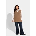 thumbnail image 5 of TIYOMI Ladies Plus Size Khaki 4X Sweater Vest Sleeveless Pullover Knitted Tops V Veck Knitting Tank Tops Fall Winter Cable Knit Casual Vest 4XL 24W 26W, 5 of 8