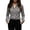 Gray, variant on Women Lapel Button Long Sleeve Plaid Shirt Top