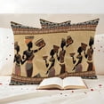 thumbnail image 3 of African Women Outdoor Waterproof Pillow Covers, Black Girl Retro Ethnic Ancient Tradition Decorative Square Throw Pillowcase Sofa Cushion Sham for Patio/Couch/Chair, 24"x24" 2 Pack, 3 of 8