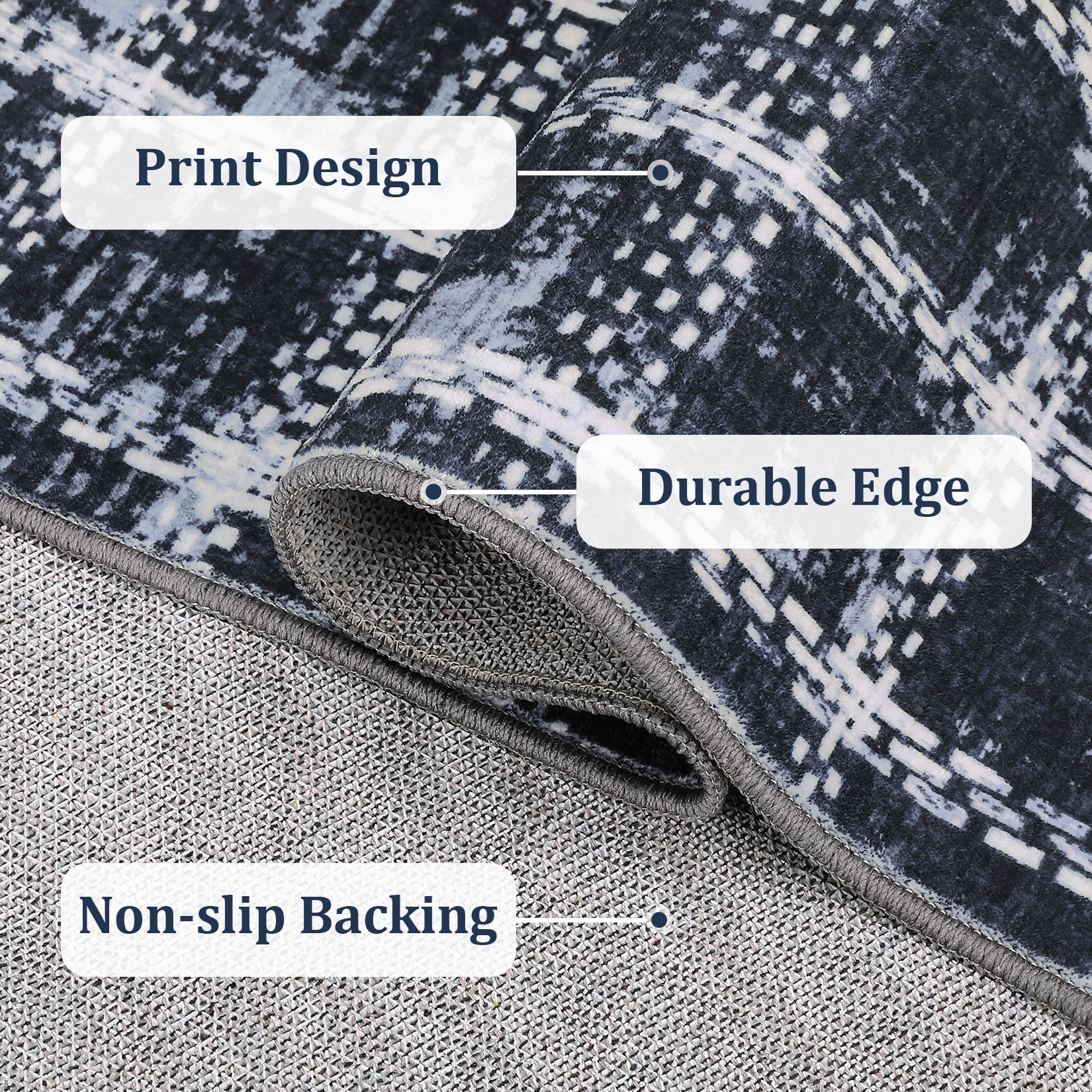 HOMERRY Plaid Print Non Slip Area Rug 8' x 10' for Living Room Washable Indoor Carpet, Blue