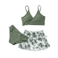 thumbnail image 2 of WIBACKER Girls Swimsuits 3 Piece Bathing Suit Set Floral Bikini Swimwear with Cover Ups Beach Skirt 13-14 Years, 2 of 10