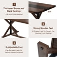 thumbnail image 6 of Blotout 71" Farmhouse Dining Table for 6-8 Person, Farmhouse Wood Long Rectangle Kitchen Table with Wood Strip Base, Rustic Brown Dining Table for Kitchen Living Room, 71 x 35 x 30 Inch, 6 of 10