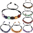 thumbnail image 2 of Nvzi Pulsera de cuentas hecha a mano, adecuada, pulsera de cristal de piedra natural de colores rectangular tejida a mano (verde), 2 of 5