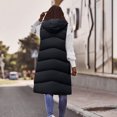 thumbnail image 6 of Jacenvly Winter Women's Long Down Vest Zipper Puffer Ladies Warm Pocket Hooded Coat Maxi Jacket Activewear Sleeveless Down Parkas, 6 of 7