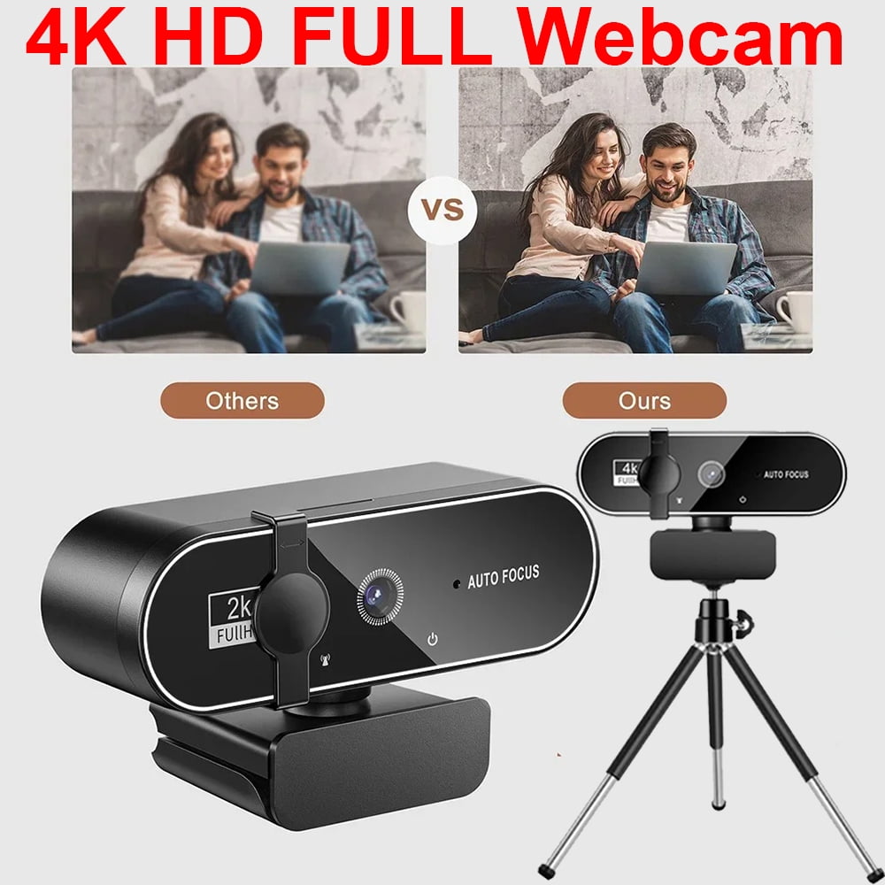 4K Full HD Webcam with Microphone Autofocus 8MP Website Camera for Windows PC Laptop  External Web Cam Video Calling