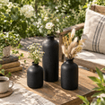 Small Black Ceramic Vase Set of 3 Modern Boho Farmhouse Decorative ...