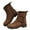 Brown, variant on Dasayo Ankle Womens Booties Brown Motorcycle Chunky Side Zip Buckles Round Toe Boots Womens Shoes 40