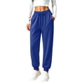 thumbnail image 2 of Resicozy Joggers for Women with Pockets Drawstring Elastic Waist Athletic Lounge Pants Casual Fashion Solid Color Trousers Dark Blue L, 2 of 4