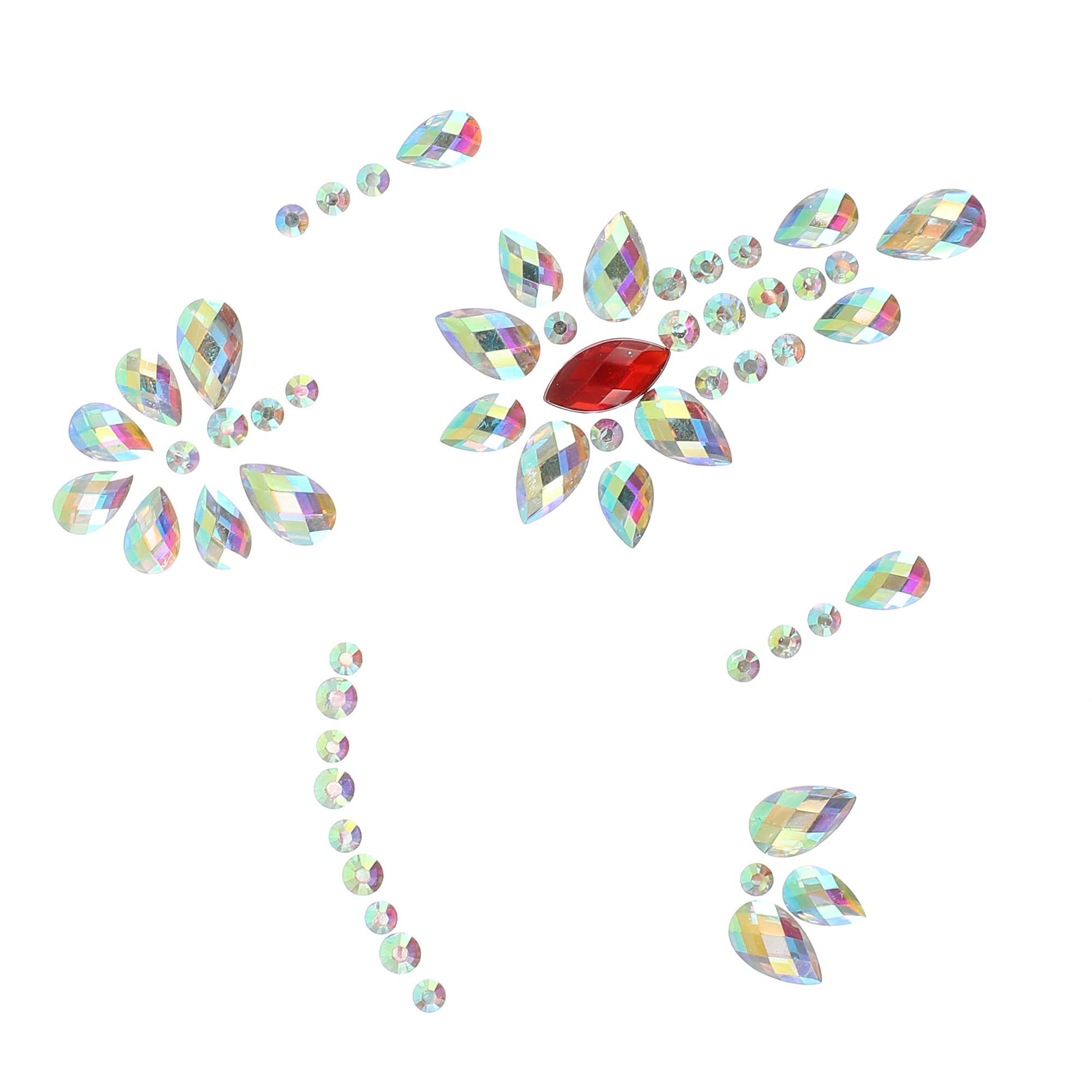 NOMADIC NOOK Eye-catching Face Rhinestone Stickers White Purple Red 2 Pcs