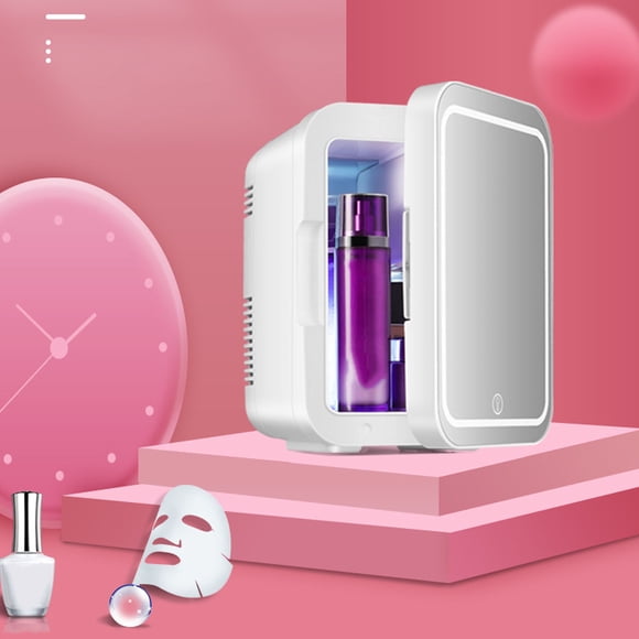 Nevera Portátil de Belleza Con Espejo Con Luz de Relleno, Mini Refrigerador Portátil Compacto Con Espejo Iluminado, Mini Refrigerador de 4 Litros, Cuidado de La Piel,