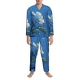 thumbnail image 3 of Lsque Hibiscus Flowers Calm Water Pattern Long Sleeve Pajama Set for Men - Soft 2-Piece Sleepwear and Loungewear Set with Pockets, Comfy Nightwear-Medium, 3 of 7