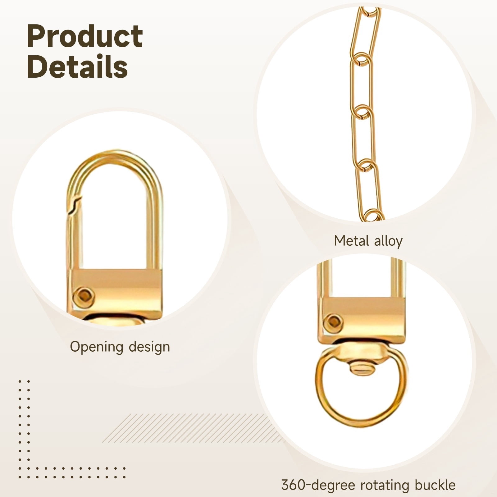 100 Pcs Gold Keychain Making Supplies, 50 Pcs Metal Key Clasps and 50 Pcs Key Rings, 360° Swivel Lobster Clasp, Long-Lasting Metal Charms for DIY Crafts, Bag Accessory Kit