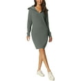 thumbnail image 2 of INSPIRE CHIC Women's Zipper V Neck Long Sleeve Slim Fit Casual Midi Sweater Dress, 2 of 6