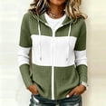 thumbnail image 4 of FDGIU Women's Color Block Ribbed Zip Up Hooded Cardigan, Long Sleeve Drawstring Hoodie Jacket Casual Outerwear for Daily Outdoor Wear, 4 of 6