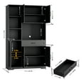 thumbnail image 3 of Hiphuta 71"Farmhouse Kitchen Pantry Storage Cabinet, Freestanding Hutch Cabinet with Microwave Stand, Sturdy Pantry Cabinet for Dining Room, Black, 3 of 8
