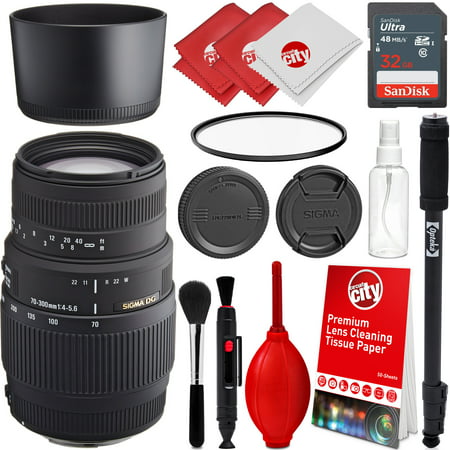 Sigma 70-300mm f/4-5.6 DG Telephoto Zoom Lens for Canon EOS Digital SLR Cameras with Sandisk 32gb Essential Photo and Everyday (Best Everyday Canon Lens)