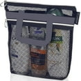 thumbnail image 4 of Waterproof Nylon Mesh Organizer: Foldable Transparent Travel Toiletry Bag with Portable Design - Multipurpose for Shower, Makeup & Beach Essentials in Pink Mesh Fabric, 4 of 6