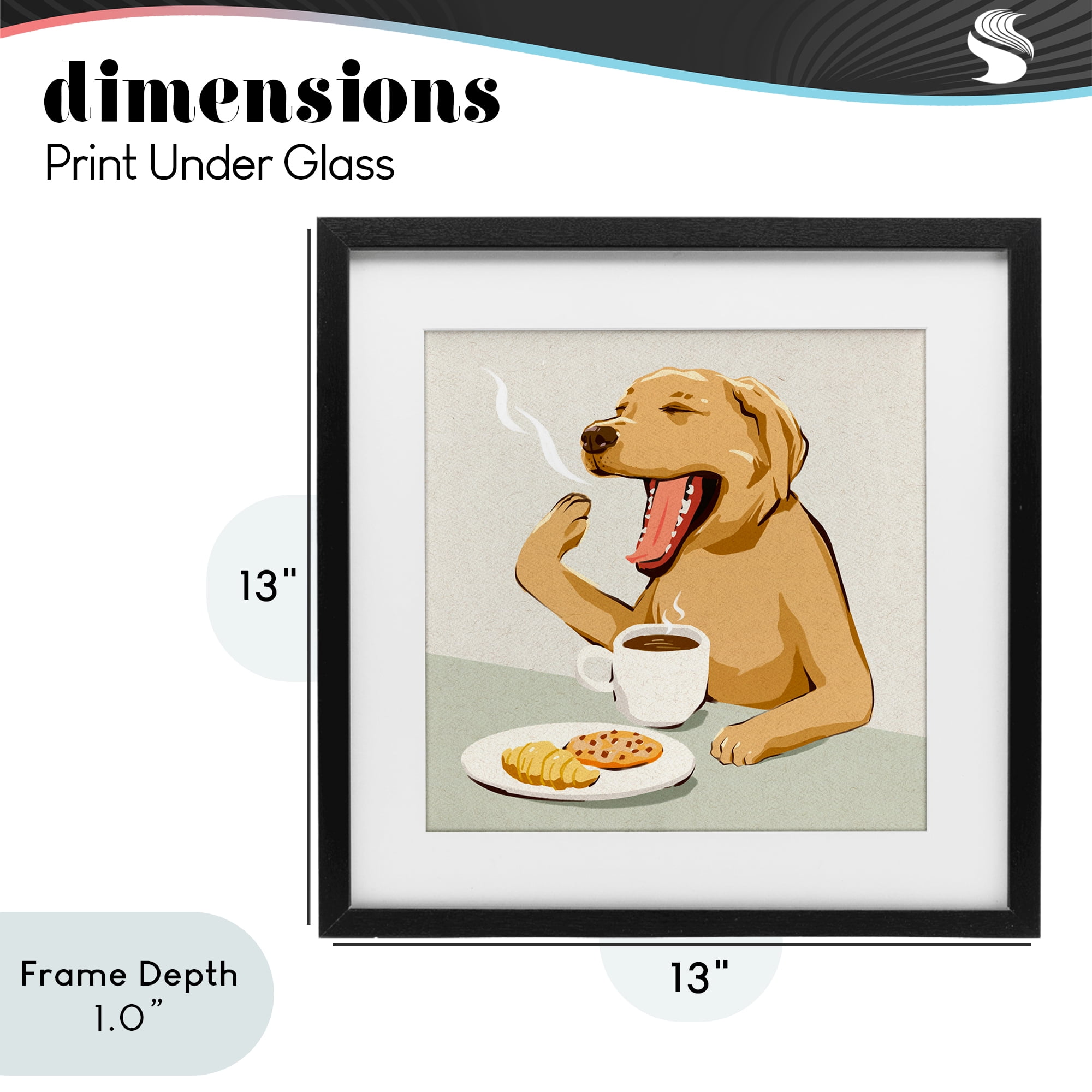 Stupell Industries Yawning Dog Morning Coffee Black Framed Print Under Glass, design by Ziwei Li