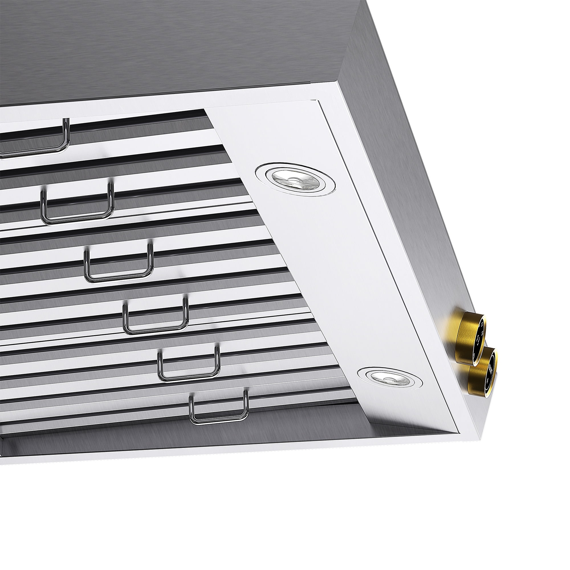 36 in. 900 CFM Ducted Wall Mount Range Hood in Stainless Steel with Gold
