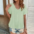 thumbnail image 5 of ZHENHONG T Shirts for Women,Casual Solid Color V Neck Tops Comfortable Breathable Short Sleeve Blouses,Green Women Blouses, 5 of 6