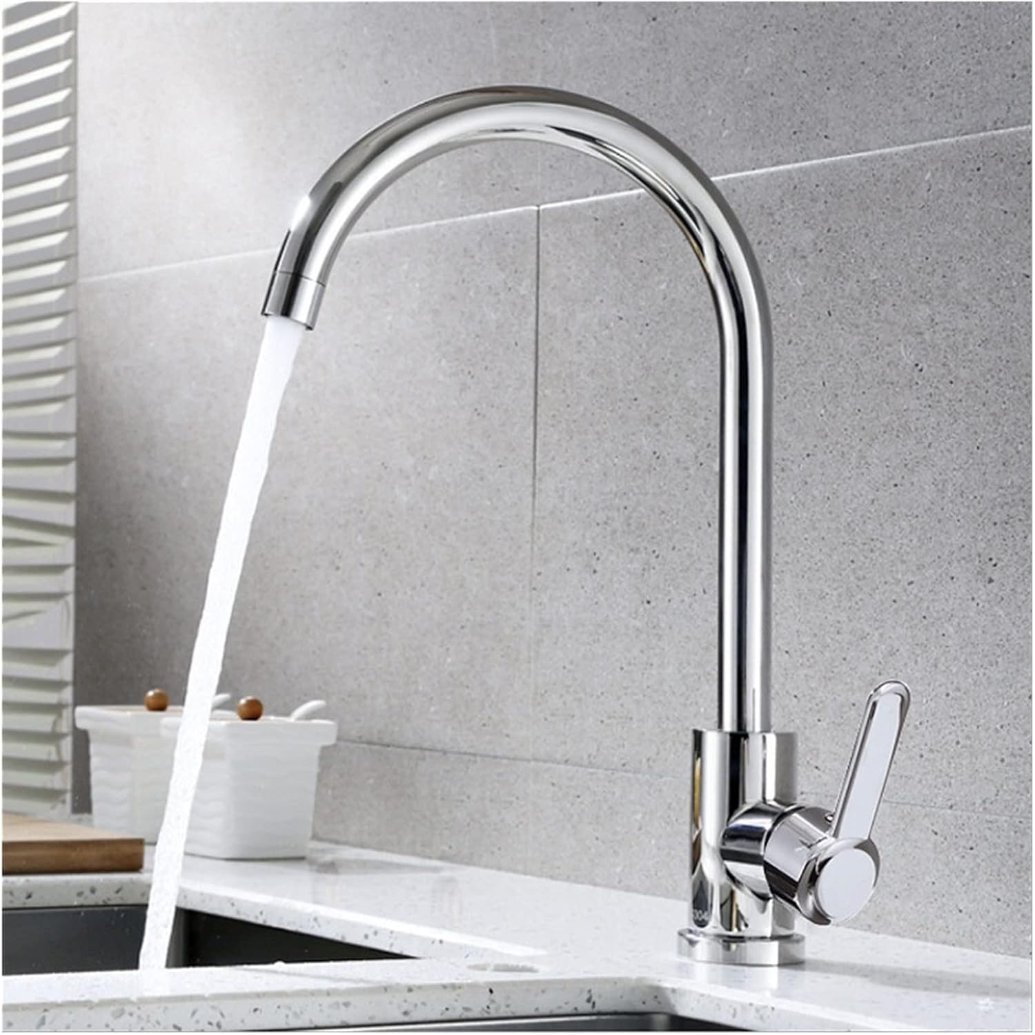360 Rotatable Hot and Cold Dual Temperature Stainless Steel Sink Faucet Kitchen Faucet with 2 Hose