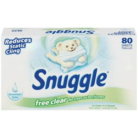 Snuggle Free Clear Fabric Softener Dryer Sheets, 80 ct