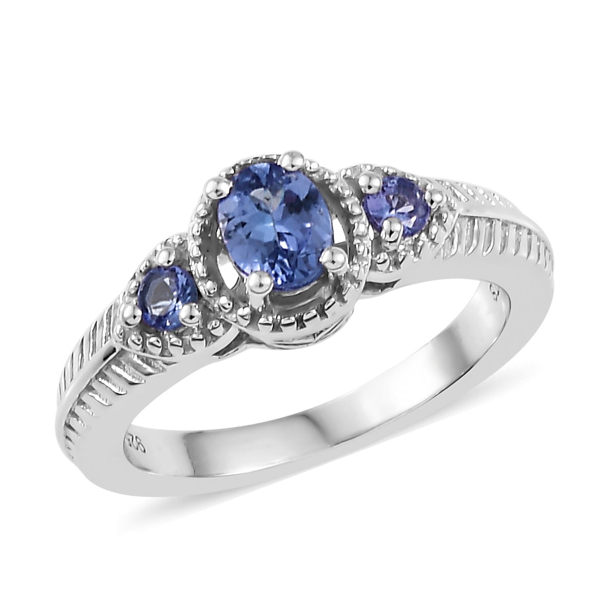 Shop LC - Oval Tanzanite Ring 925 Sterling Silver Platinum Plated Ct 0. ...