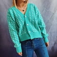 thumbnail image 4 of jsaierl Women's Button Down V Neck Crop Tops Heart Print Knit Cardigan Sweater Outwear, 4 of 5