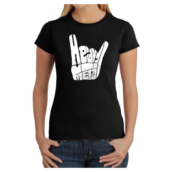LA Pop Art Women's Word Art T-Shirt - Heavy Metal