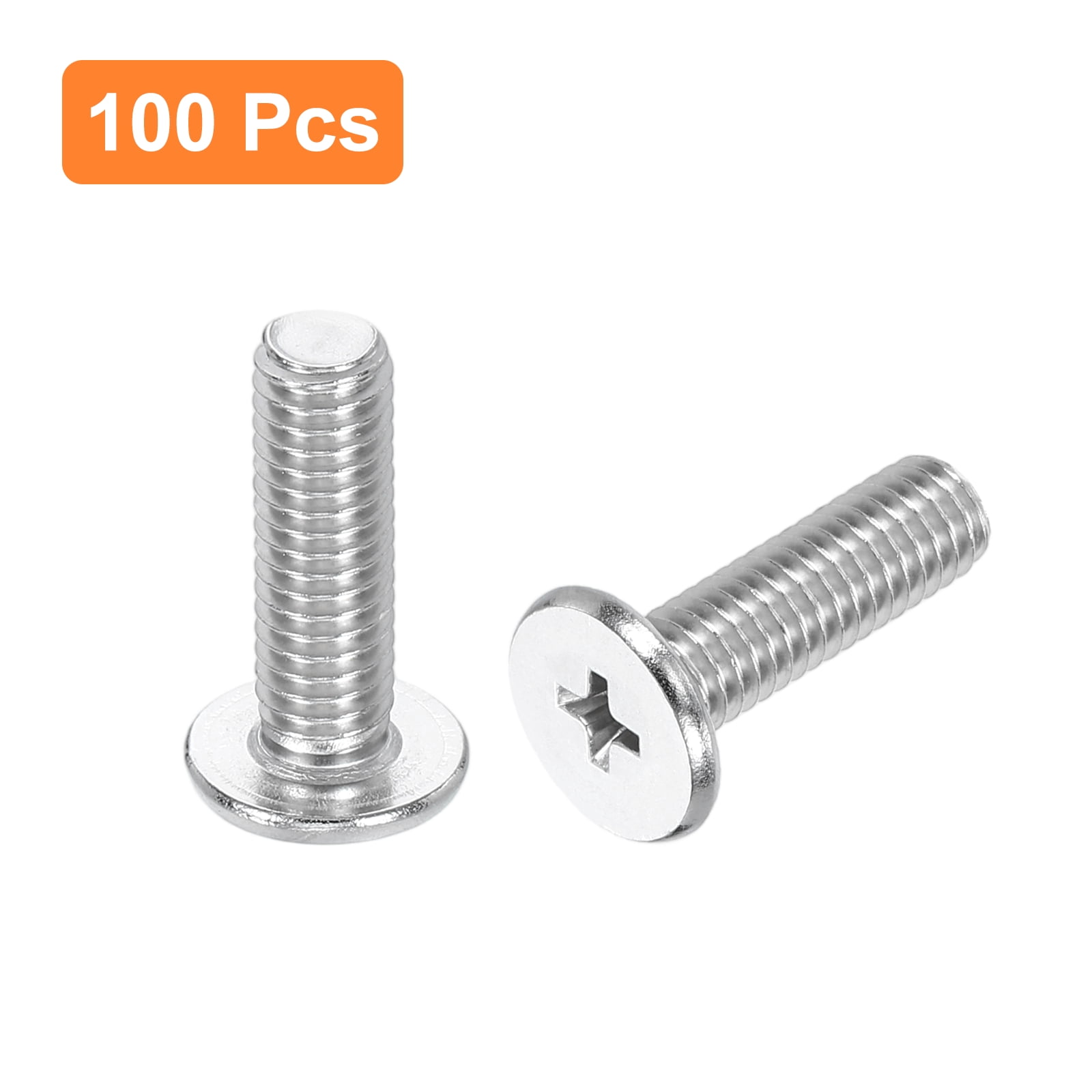 M6-1 x 20mm 100Pack Metal Flat Round Head Screws Phillips Drive Machine Bolt