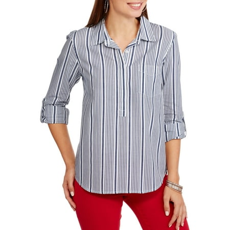 Women's Colored Chambray Popover Shirt - Walmart.com