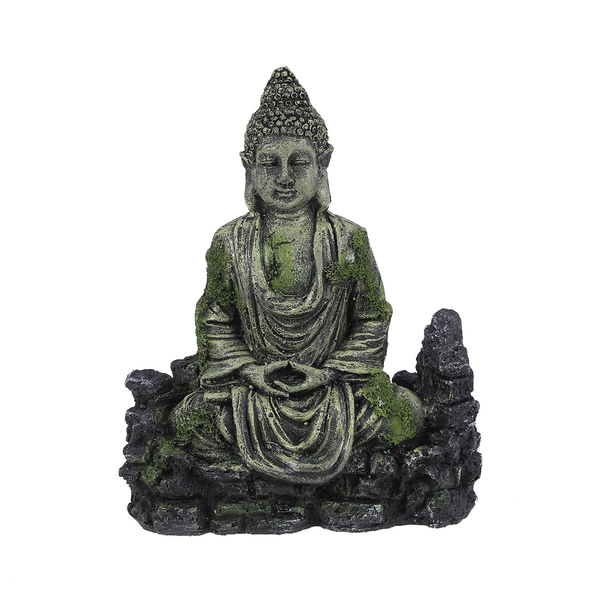 NUOLUX Resin Decorative Rockery Stone Statue Fish Tank Buddha Sitting