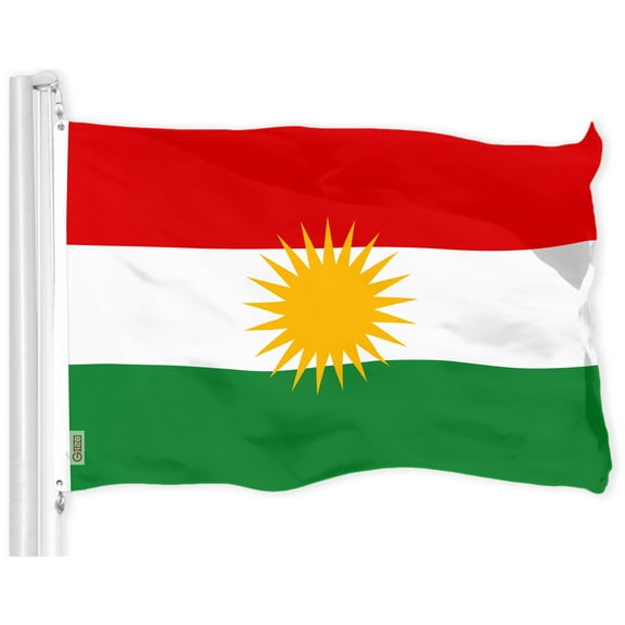 G128 Kurdistan Region Flag | 3x5 Ft | LiteWeave Pro Series Printed 150D Polyester | Country Flag, Indoor/Outdoor, Vibrant Colors, Brass Grommets, Thicker and More Durable Than 100D 75D Polyester