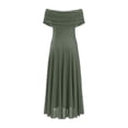 thumbnail image 5 of DHFJKG Summer Dresses For Women Off Shoulder Maxi Dress Chiffon Short Sleeve Party Flowy A-Line Wedding Guest Dress Comfortable Dresses, 5 of 7
