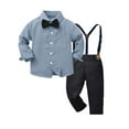 thumbnail image 4 of JTieacloth 2Pcs Boys Pants Set Toddler Boys Long Sleeve Bowknot Prints T Shirt Tops Suspender Pants Child Kids Outfits,Sizes 2-3 Years(Blue), 4 of 6