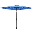 thumbnail image 3 of Gymax Parasol de Marché pour Table de Patio 10 Pi Cour Extérieur avec Lumières DEL Solaires Bleu, 3 of 8
