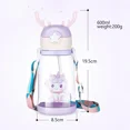 thumbnail image 5 of 500ml Plastic Kids Children Cute Cartoon Strap Water Bottle with Straw (Purple), 5 of 6