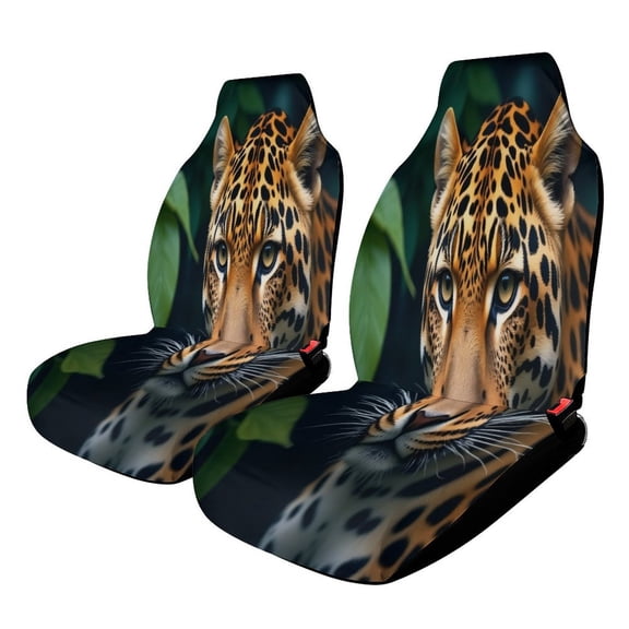 Leopard Print Pattern Car Seat Covers Car Accessories Pack of 2 Universal Front Seat Protective Cover