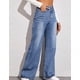 thumbnail image 2 of Pantalones vaqueros de pierna ancha para mujer, Vaqueros holgados de cintura alta con bolsillos y cremallera, básicos hasta el tobillo, desgastados, 2024, 2 of 4