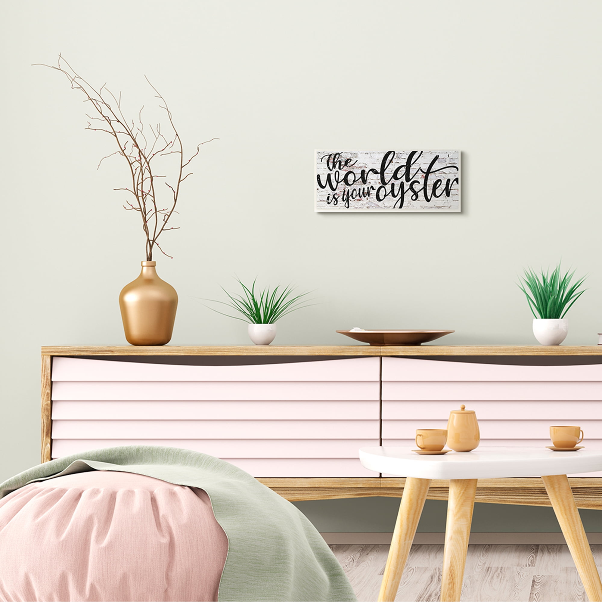 Stupell Industries World Is Your Oyster Textured Brick Inspirational Word Design Wall Plaque by Fearfully Made Creations