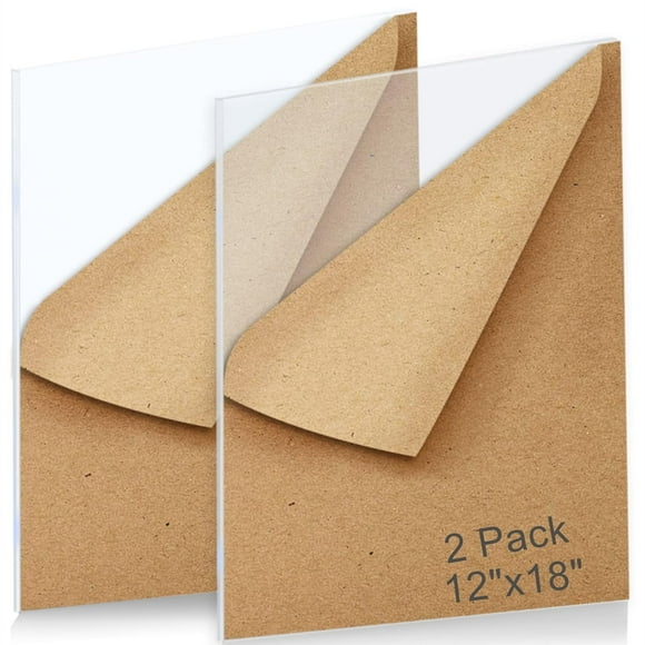 GHSDFBB 2Pack Clear Acrylic Sheet Cast Plexiglass 12x18", 1/8" Thick (3mm) Transparent Plastic Sheet, Easy to Cut for DIY Display Projects, Advertisement Signs, Shelves