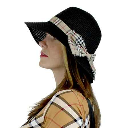 Cute Straw Hat Bucket with Bow for Women